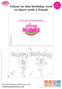 Rainbow Magic Birthday Party Fairies series activity sheet